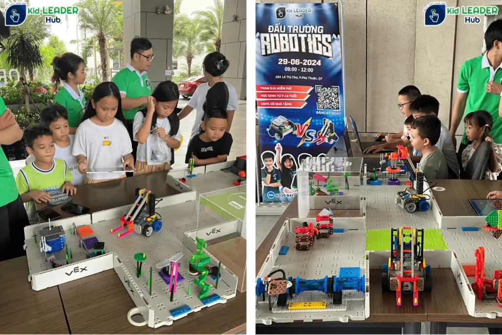 trải nghiệm robotics chuẩn bị cho đấu trường Robotics 2024 của Kid Leader Hu