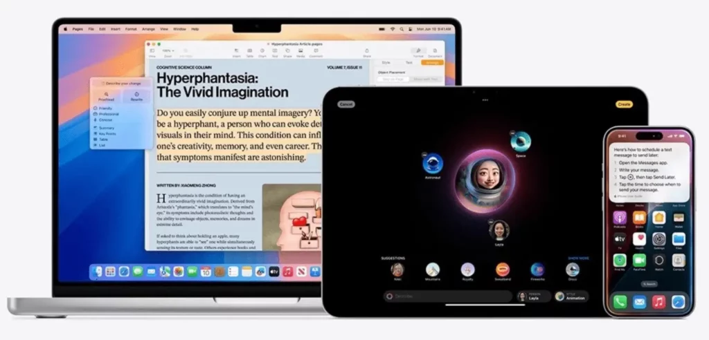 Giao diện Apple Intelligence trên các thiết bị Apple