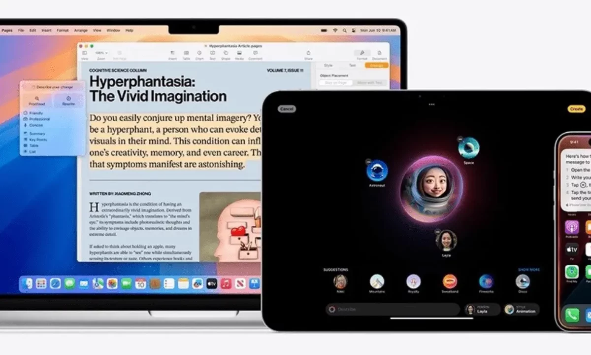 Giao diện Apple Intelligence trên các thiết bị Apple